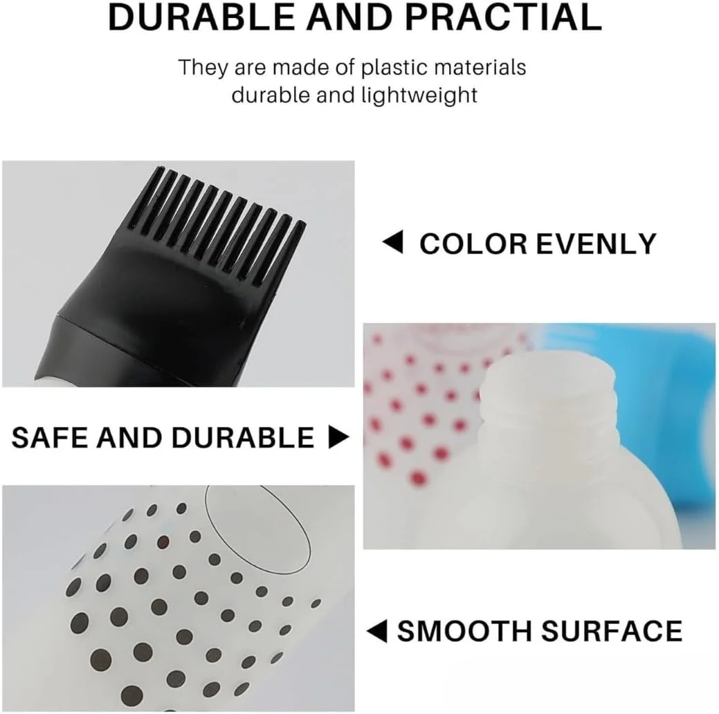 بسته 3 عددی بطری اپلیکاتور شانه ریشه مو – بطری فشاری پلاستیکی رنگارنگ 6 اونسی با مقیاس مدرج، ابزار اپلیکاتور رنگ مو سریع و کارآمد برای سالن خانگی، بطری اپلیکاتور روغن و رنگ مو