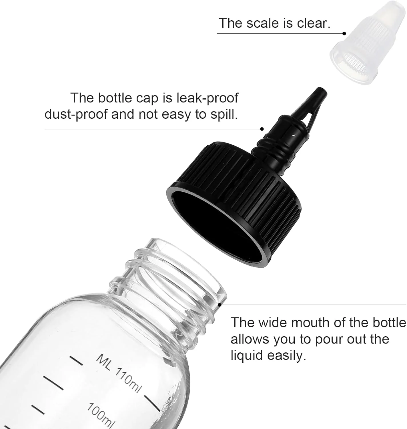 بطری اپلیکاتور روغن مو SynHHergyx بسته 2 عددی، ظرف روغن مو 4 اونسی، بطری اپلیکاتور رنگ مو پلاستیکی، پخش کننده رنگ مو برای آرایشگاه با مقیاس مدرج شفاف