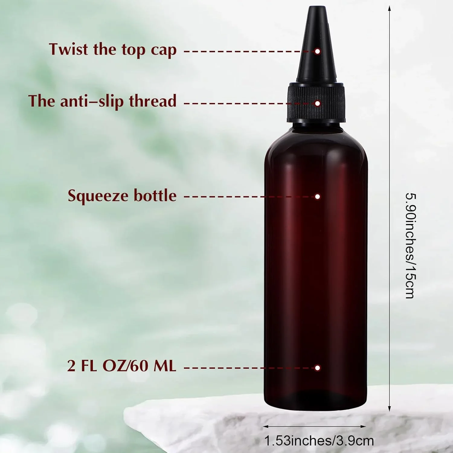 بطری های رنگ مو وانمو، 5 عدد، بطری فشاری قابل پر کردن، بطری های پلاستیکی کهربایی خالی با درب پیچی، بطری خالی روغن مو برای روغن مو، شامپو و لوسیون مایع