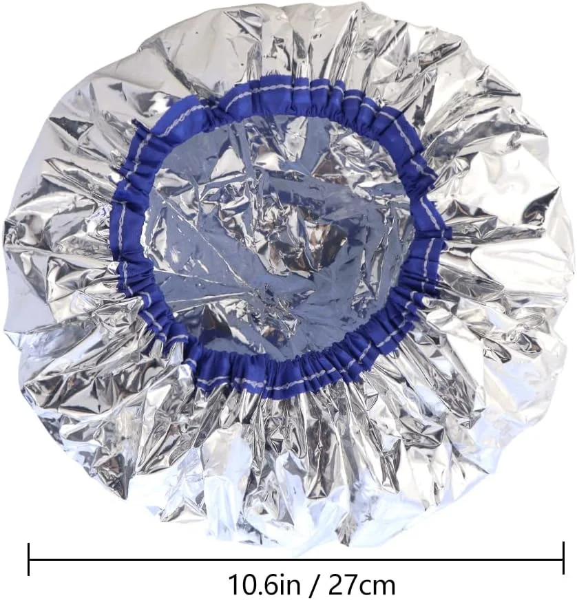 دو عدد کلاه حالت دهنده مو TCOTBE ساخته شده از فویل آلومینیومی، کلاه دوش ضخیم برای درمان روغن داغ، کلاه های پردازش مو قابل استفاده مجدد برای استفاده در منزل و سالن، ابزار رنگ کردن مو و درمان روغن داغ