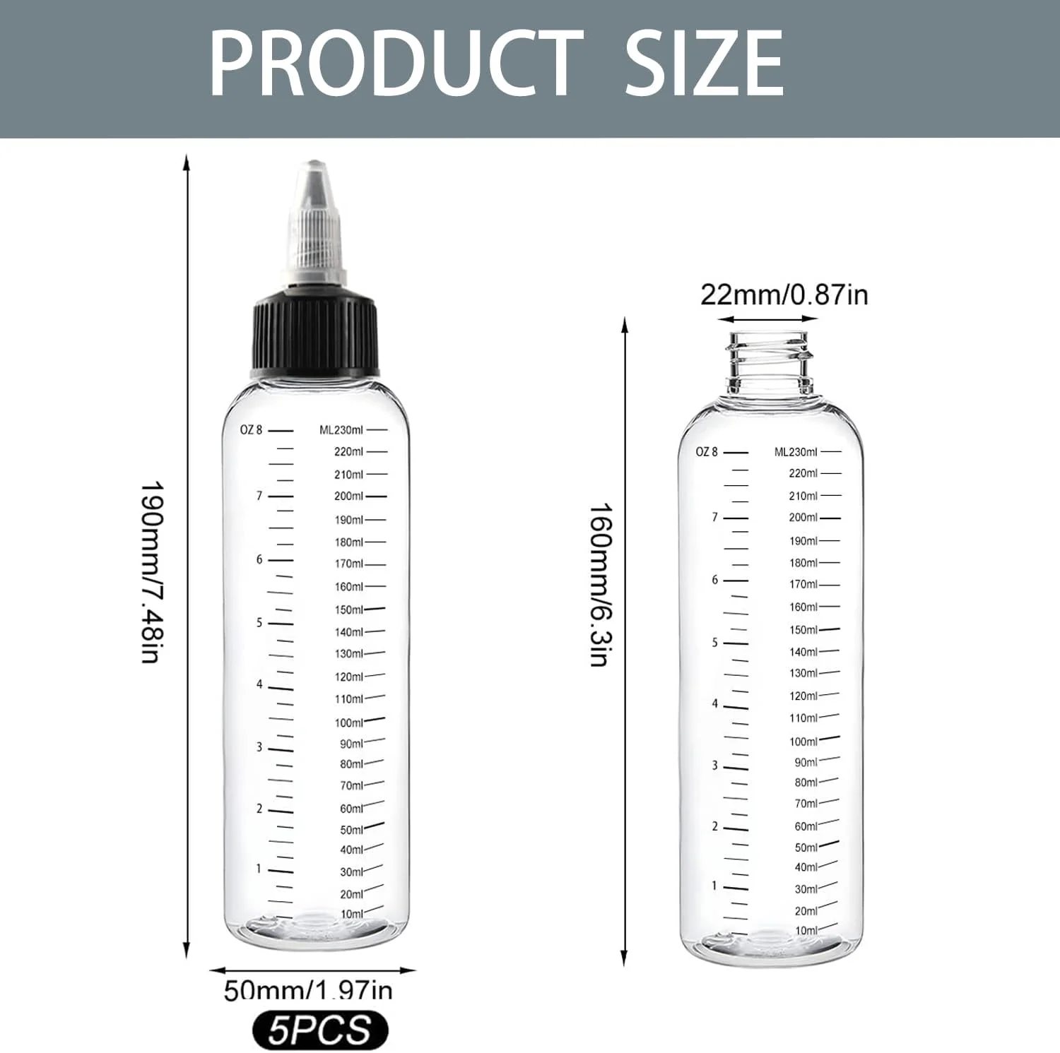 تئوکات بسته 5 عددی بطری فشاری 230 میلی لیتر، بطری اپلیکاتور مو، بطری های فشاری پلاستیکی شفاف با مقیاس، بطری سس، بطری فشاری برای نقاشی، صنایع دستی، آشپزخانه، آرایشگاه تئوکات بسته 5 عددی بطری فشاری 230 میلی لیتر، بطری اپلیکاتور مو، بطری های فشاری پلاستیکی شفاف با مقیاس، بطری سس، بطری فشاری برای نقاشی، صنایع دستی، آشپزخانه، آرایشگاه