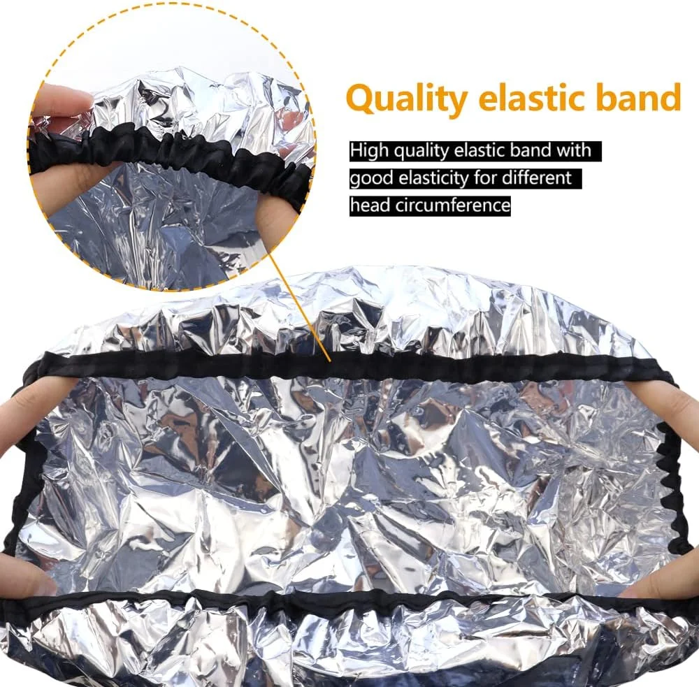 دو عدد کلاه حالت دهنده مو TCOTBE ساخته شده از فویل آلومینیومی، کلاه دوش ضخیم برای درمان روغن داغ، کلاه های پردازش مو قابل استفاده مجدد برای استفاده در منزل و سالن، ابزار رنگ کردن مو و درمان روغن داغ