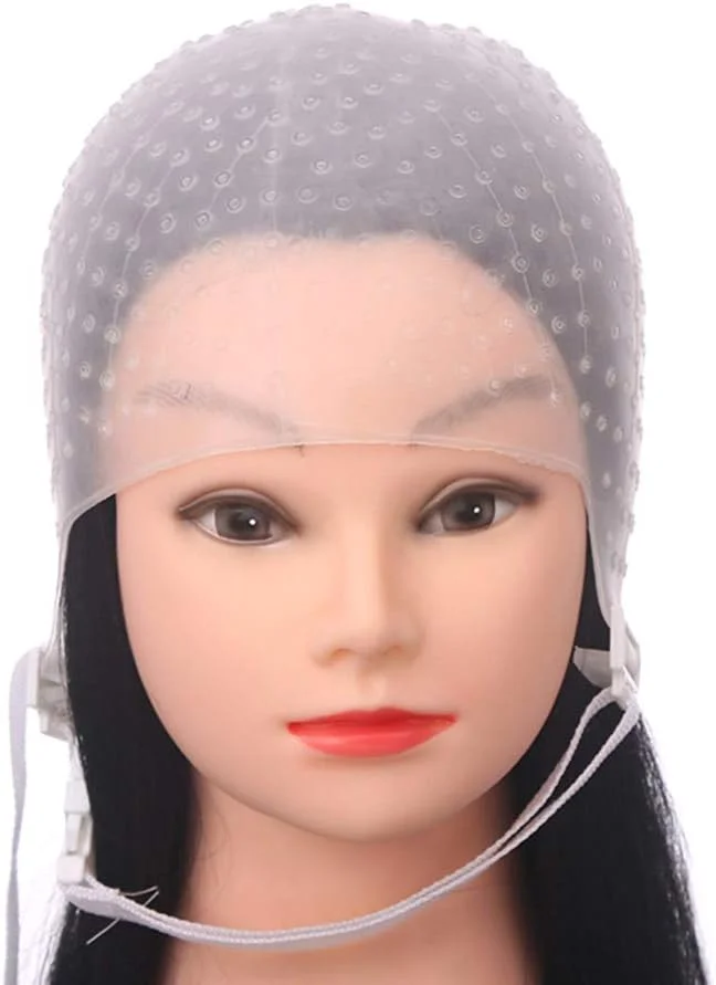 کلاه سیلیکونی هایلایت رنگ مو، ابزار رنگ مو برای زنان و دختران، مناسب رنگ کردن مو در سالن با سوزن