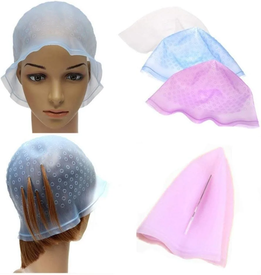 ۱ عدد کلاه رنگ مو سیلیکونی، کلاه هایلایت موی سر سالنی با قلاب فلزی برای ابزارهای حرفه ای آرایشگری (شفاف) خلاقانه و کاربردی