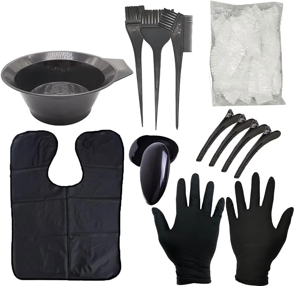 مجموعه رنگ مو 9 تکه DAYONG، کاسه ترکیب رنگ مو، برس، شانه، پوشش گوش، ابزار رنگ مو DIY برای سالن (مدل 1)