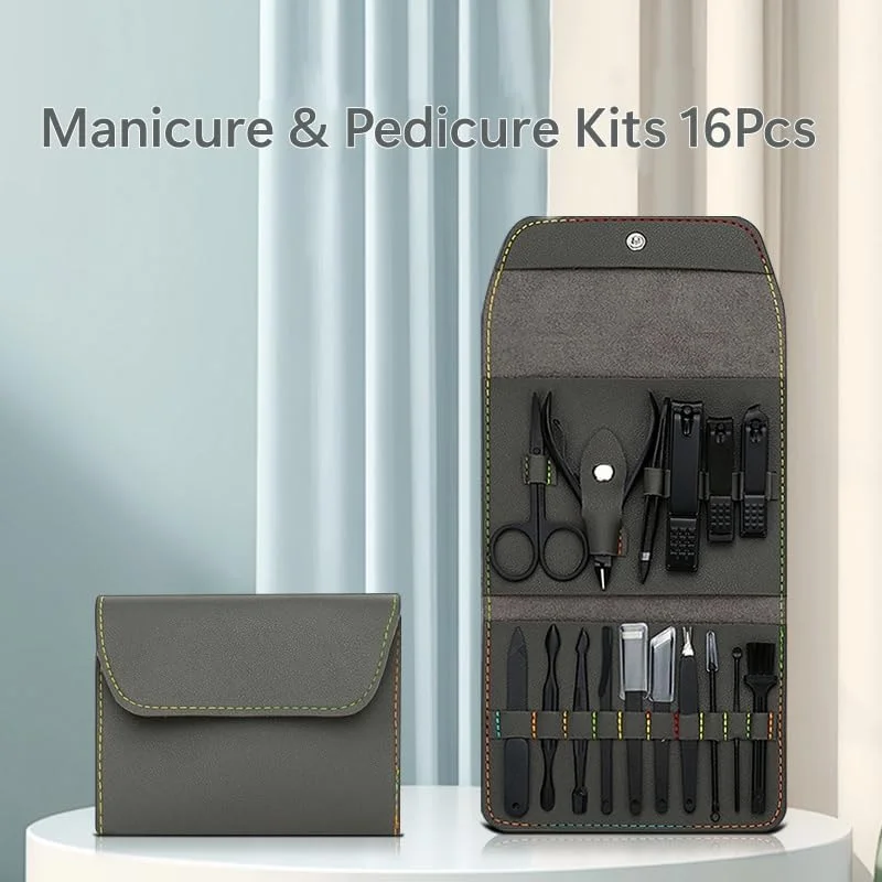 ست ناخن گیر 16 تکه SKY-TOUCH، ست مانیکور ابزار حرفه ای ناخن گیر استیل ضد زنگ، ابزار پدیکور برای مراقبت از دست، پا و صورت، هدیه ای برای مردان، زنان، دوستان و والدین ست ناخن گیر 16 تکه SKY-TOUCH، ست مانیکور ابزار حرفه ای ناخن گیر استیل ضد زنگ، ابزار پدیکور برای مراقبت از دست، پا و صورت، هدیه ای برای مردان، زنان، دوستان و والدین