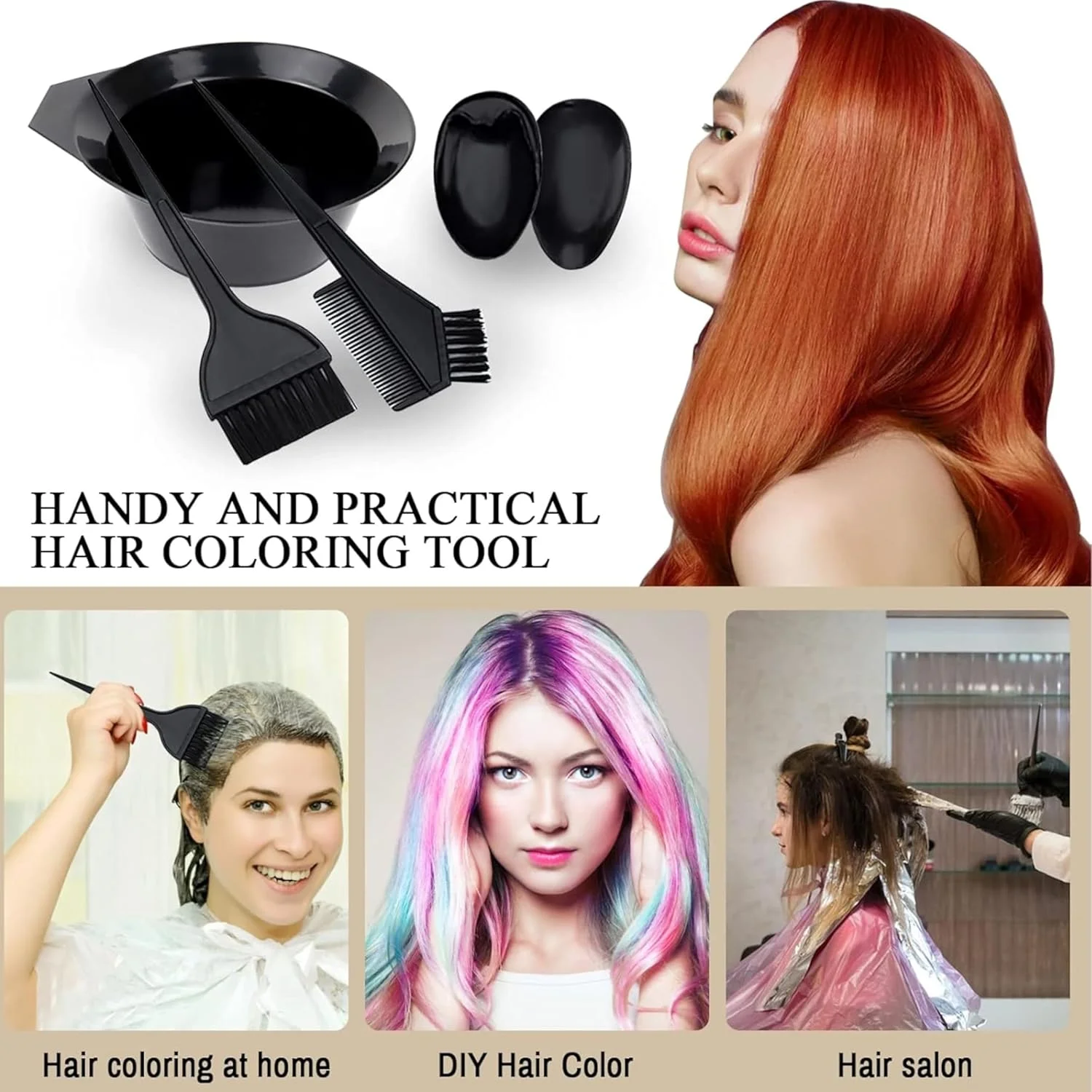 مجموعه کاسه و برس رنگ مو 4 تکه حسنات اسنشیالز، برس کاسه رنگ، ابزار کیت کاسه مخلوط کن، شانه رنگ برای رنگ کردن مو