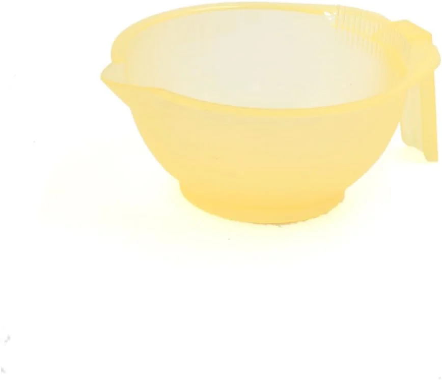 کاسه مدرج مخلوط رنگ مو با دسته پلاستیکی زرد رنگ Ruilogod، ابزار حالت دهنده شفاف