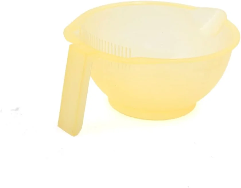 کاسه مدرج مخلوط رنگ مو با دسته پلاستیکی زرد رنگ Ruilogod، ابزار حالت دهنده شفاف
