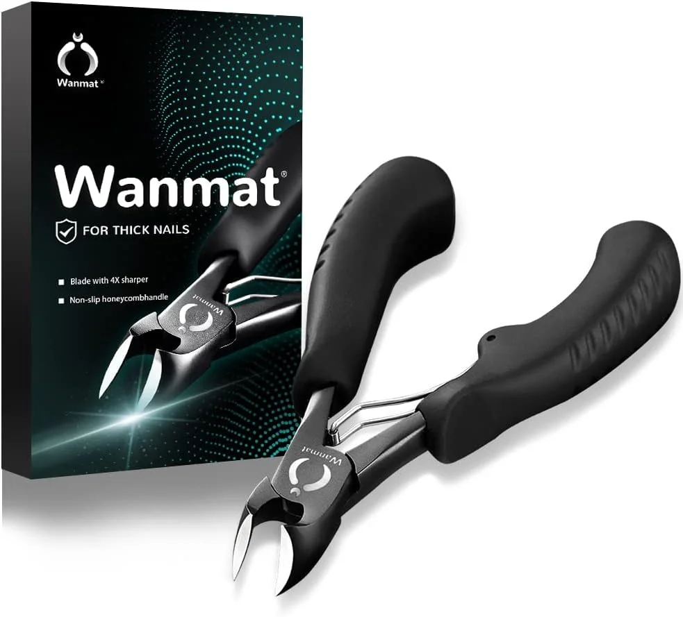 ابزار ناخن پا فرورفته Wanmat، ناخن گیر ارتقا یافته برای مردان، ست ناخن گیر حرفه ای، سوهان ناخن پا برای ناخن های ضخیم (مشکی)