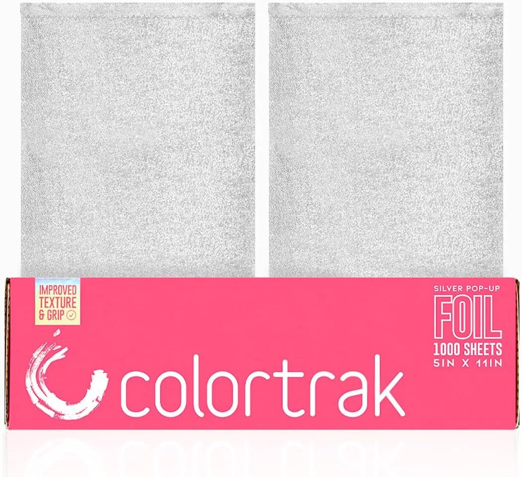 ورق های برجسته Colortrak فویل آلومینیومی نقره ای، 1000 عدد ورق از پیش برش خورده با بافت ضد لغزش نقره ای 5 × 11 اینچی برای رنگ آمیزی مو و کاربردهای ورقه ای هایلایت