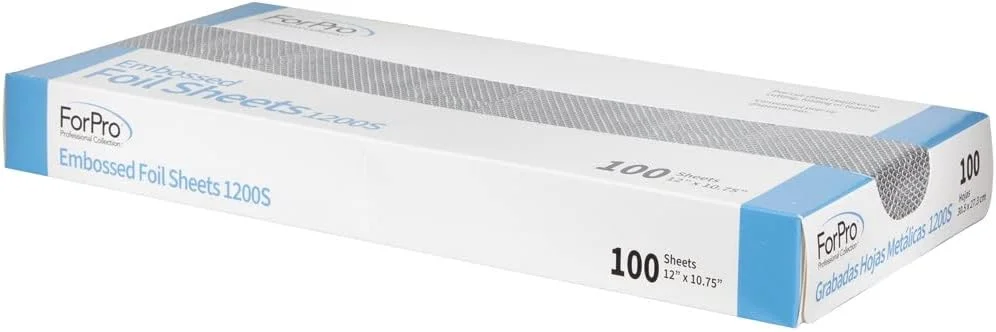 برگههای فویل برجسته مجموعه حرفهای ForPro 1200S، فویل آلومینیومی، جعبه پخش کننده بازشو، برای استفاده در رنگ کردن مو و خدمات هایلایت، ایمن برای مواد غذایی، 30.48 سانتیمتر عرض × 27.30 سانتیمتر طول، 100 عدد برگههای فویل برجسته مجموعه حرفهای ForPro 1200S، فویل آلومینیومی، جعبه پخش کننده بازشو، برای استفاده در رنگ کردن مو و خدمات هایلایت، ایمن برای مواد غذایی، 30.48 سانتیمتر عرض × 27.30 سانتیمتر طول، 100 عدد