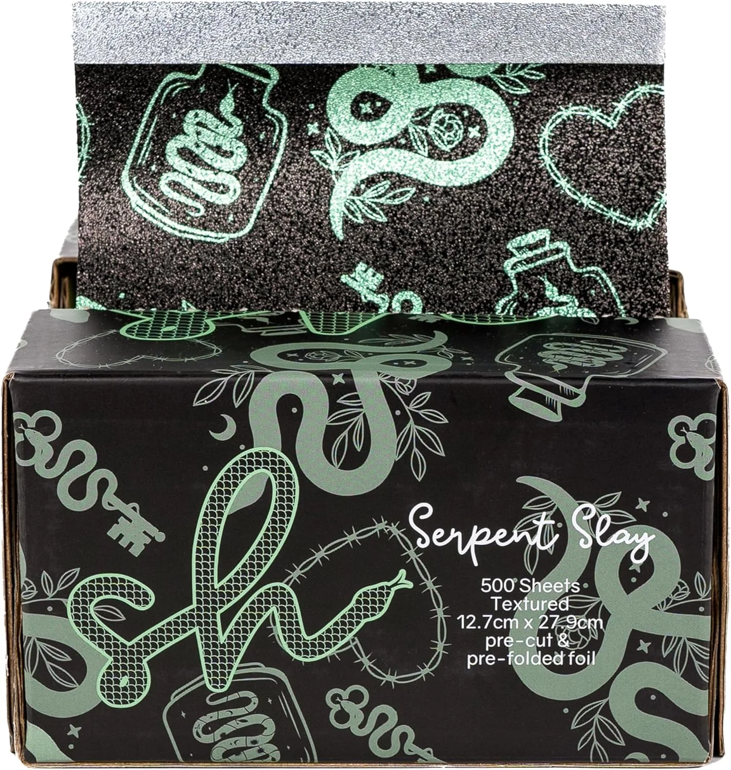 فویل مو فوق عریض Simply Hair، فویل آرایشگری برای هایلایت و بالیاژ، 500 عدد از قبل برش خورده و از قبل تا شده 12.7cm x 27.9cm (Serpent, 1)