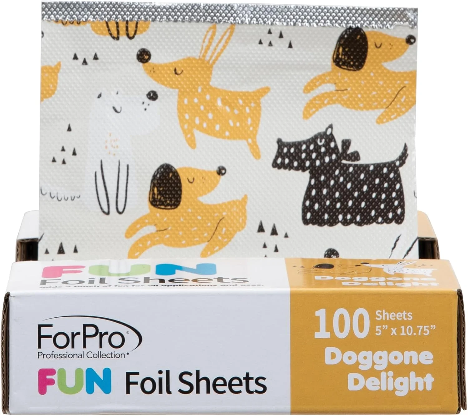 برگه‌های فویل 5 اینچی ForPro Professional Collection طرح FUN Doggone Delight، آلومینیومی، پخش کننده فویل پاپ آپ، فویل مو برای رنگ کردن و هایلایت، مناسب برای مواد غذایی، 5 اینچ عرض × 10.75 اینچ طول، 100 عدد
