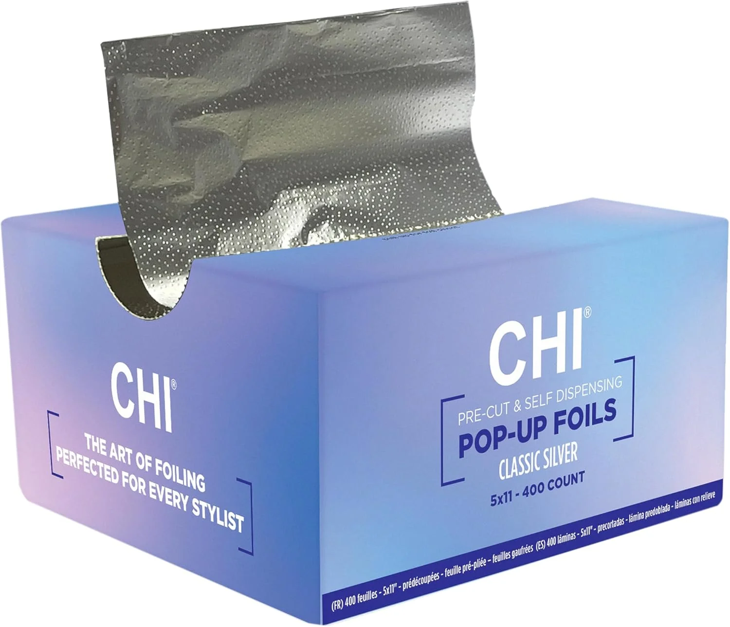 فویل های از پیش برش خورده و آماده مصرف CHI، راه حل نهایی برای استفاده آسان و بی نقص از فویل مو، 400 عدد، نقره ای کلاسیک