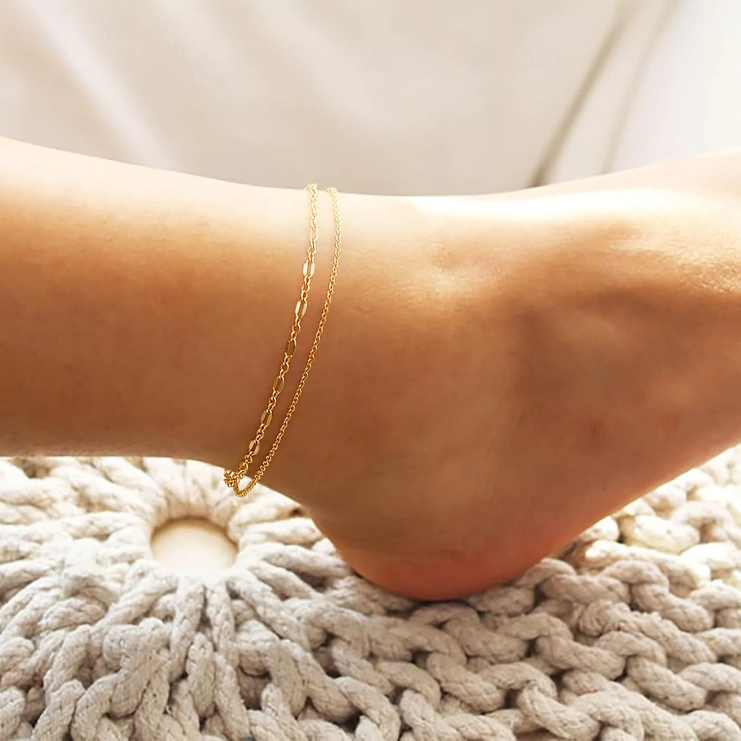 مچ بند زنانه MEVECCO، طلایی، لایه ای، دو ردیفه، پولکی، توری، زنجیر لب، روکش طلای 14 عیار، ظریف، بوهو، ساحلی، تابستانی، جواهرات ساده پا، دستبند مچ پا مچ بند زنانه MEVECCO، طلایی، لایه ای، دو ردیفه، پولکی، توری، زنجیر لب، روکش طلای 14 عیار، ظریف، بوهو، ساحلی، تابستانی، جواهرات ساده پا، دستبند مچ پا