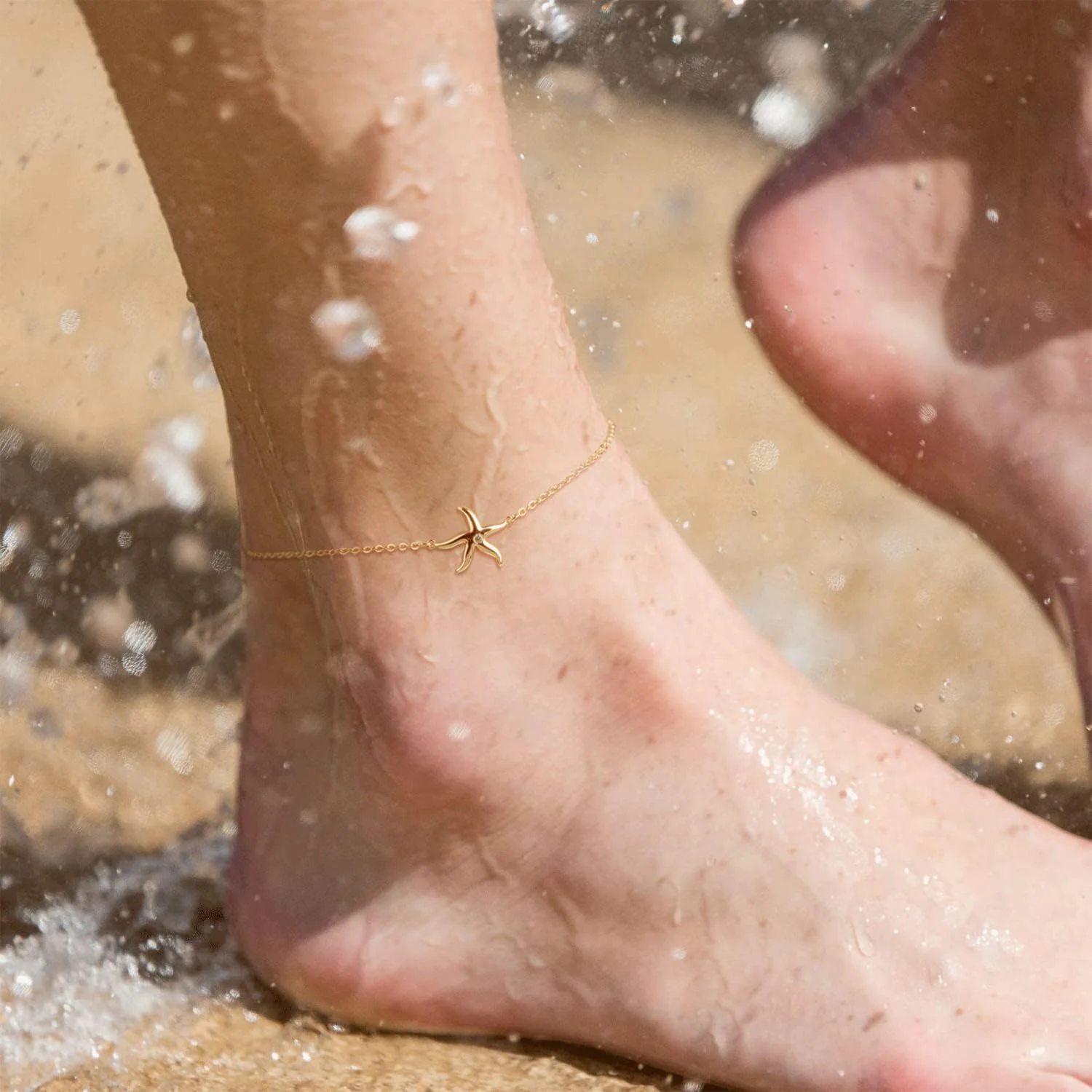 خلخال طلایی ظریف زنانه MEVECCO، روکش طلای 14 عیار با زیرکونیا مکعبی، زیورآلات ساحلی بوهو، زنجیر قابل تنظیم ظریف و زیبا