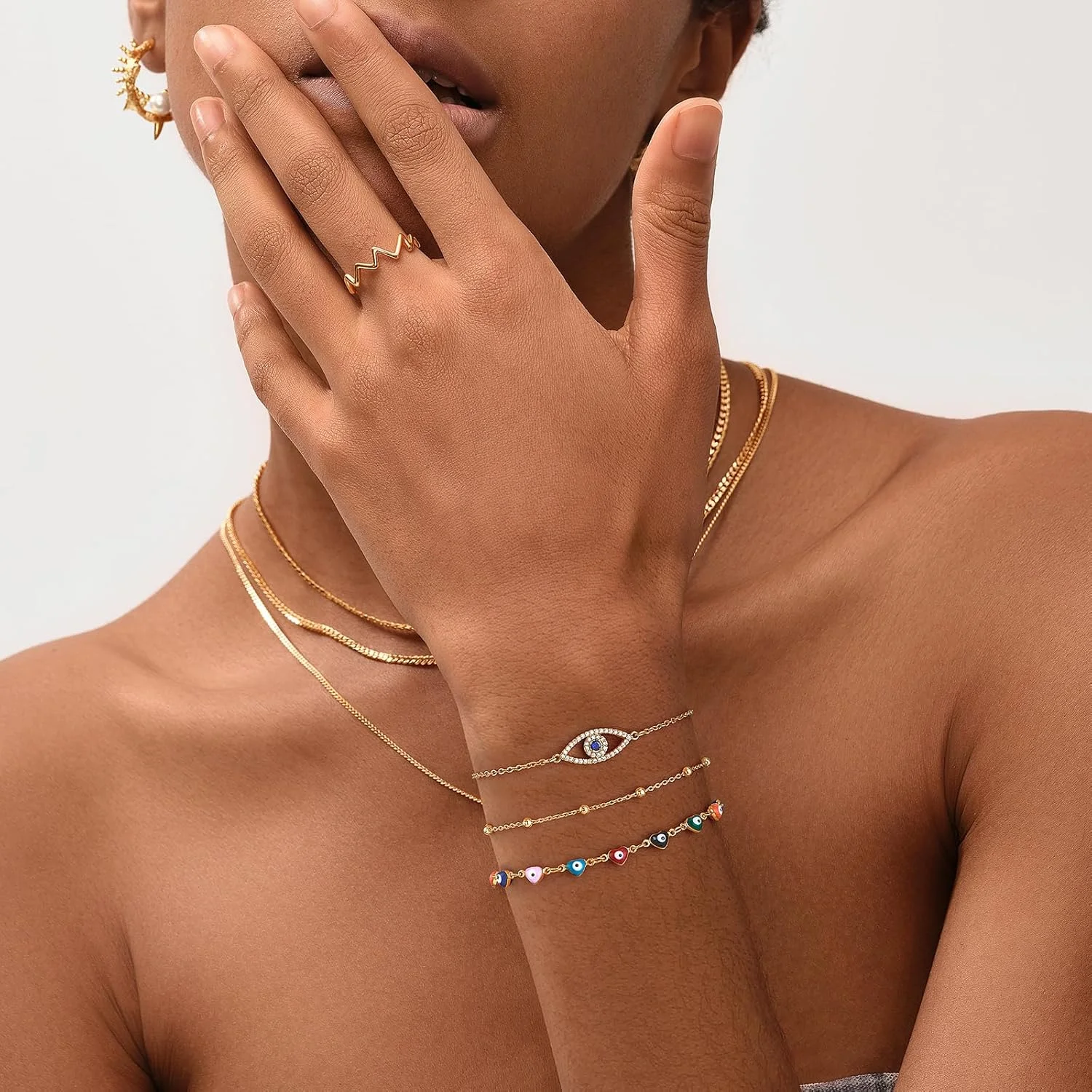 دستبند زنانه MEVECCO با روکش طلای 14 عیار، زنجیر ظریف، جواهرات ساده، دست ساز زیبا و مینیمال برای خانم ها