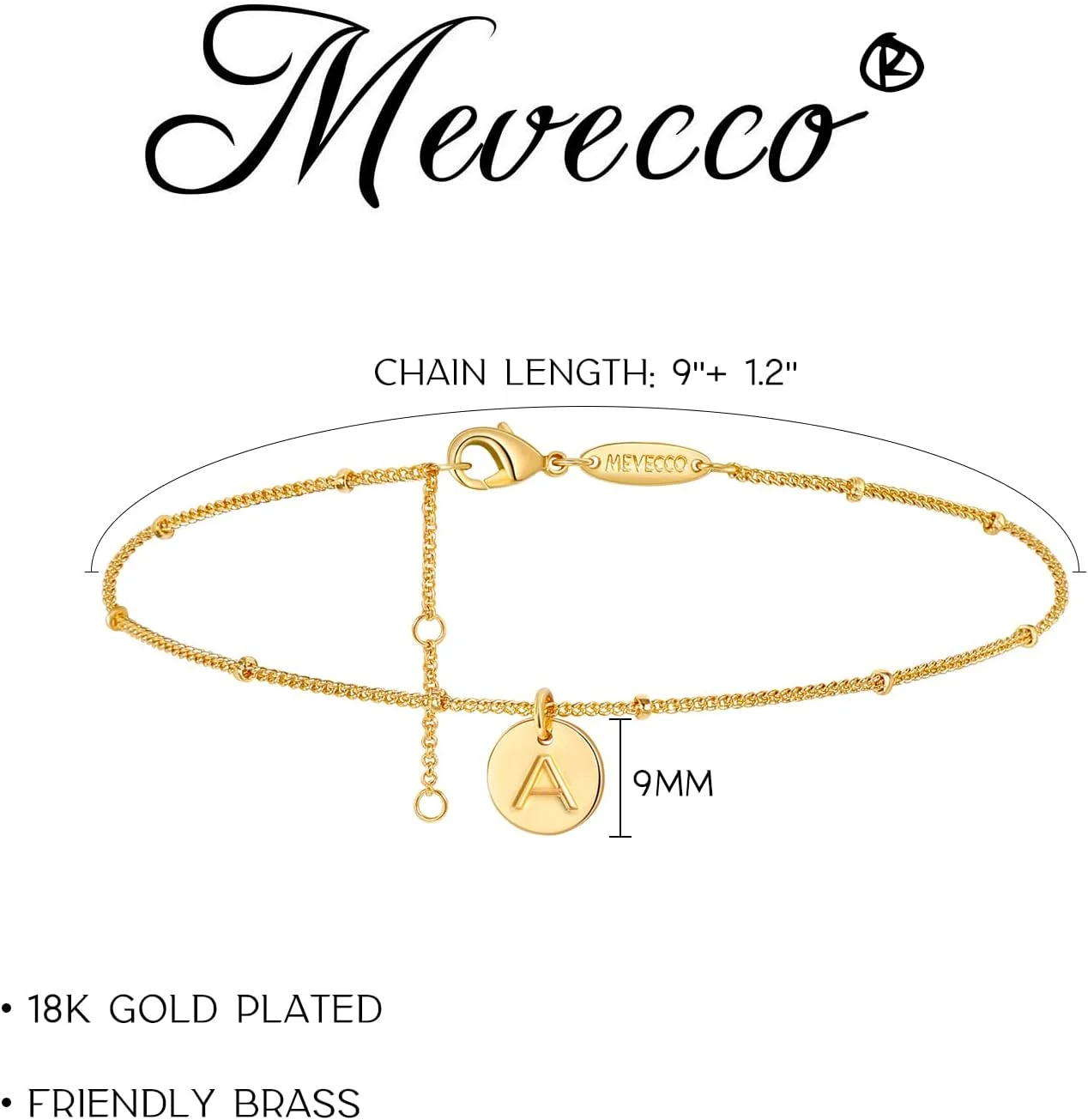 خلخال مهره ای طلایی ظریف MEVECCO برای زنان، دستبند خلخال اولیه، زنجیر پای دیسکی ساحلی بوهمی روکش طلا، هدیه جواهرات زنانه