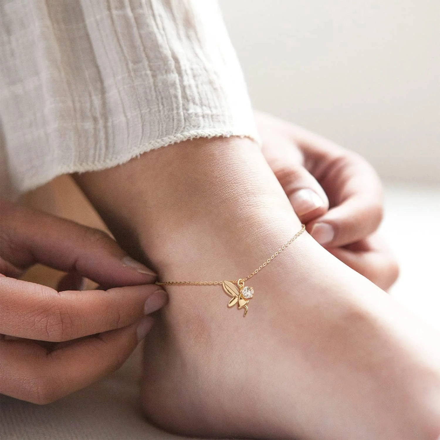 MEVECCO النگوی ظریف طلایی زنانه، روکش طلای 14 عیار با زیرکونیا مکعبی، زیورآلات ساحلی بوهو، زنجیر ظریف و زیبا قابل تنظیم