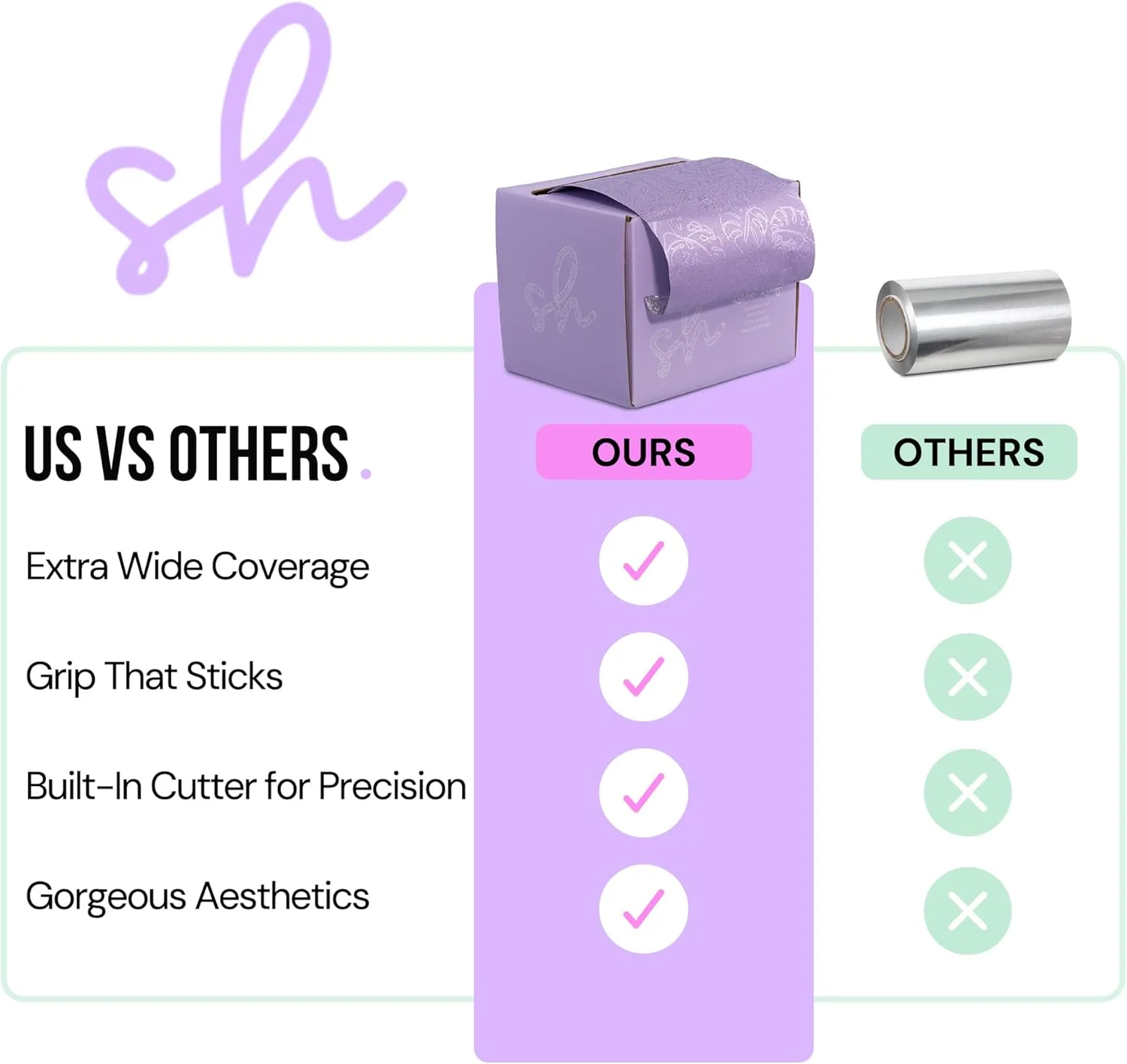 رول فویل مو Simply Hair - بسته 12 عددی - رول 100 متری با وزن متوسط و طرح برجسته به همراه کاتر داخلی - فویل با طول دلخواه برای رنگ مو، هایلایت و بالیاژ - بدون لغزش - 12.7 سانتی متر - برگ یاسی رول فویل مو Simply Hair - بسته 12 عددی - رول 100 متری با وزن متوسط و طرح برجسته به همراه کاتر داخلی - فویل با طول دلخواه برای رنگ مو، هایلایت و بالیاژ - بدون لغزش - 12.7 سانتی متر - برگ یاسی