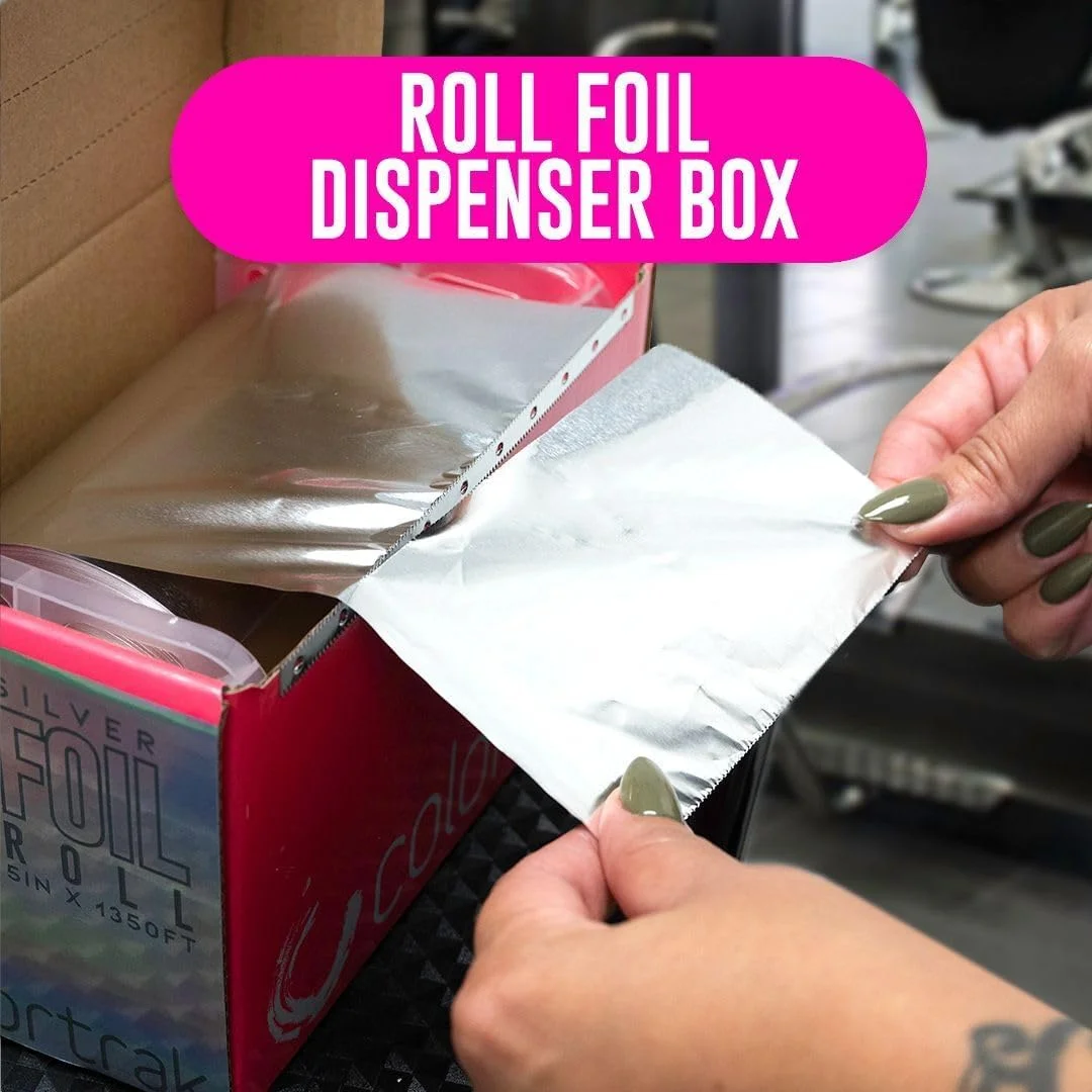 رول فویل هایلایت حرفه ای Colortrak، دارای تیغه یکپارچه روی جعبه برای برش دقیق طول، رول اقتصادی برای حذف ضایعات، نقره ای، ابعاد رول 12.7 سانتی متر در 411 متر