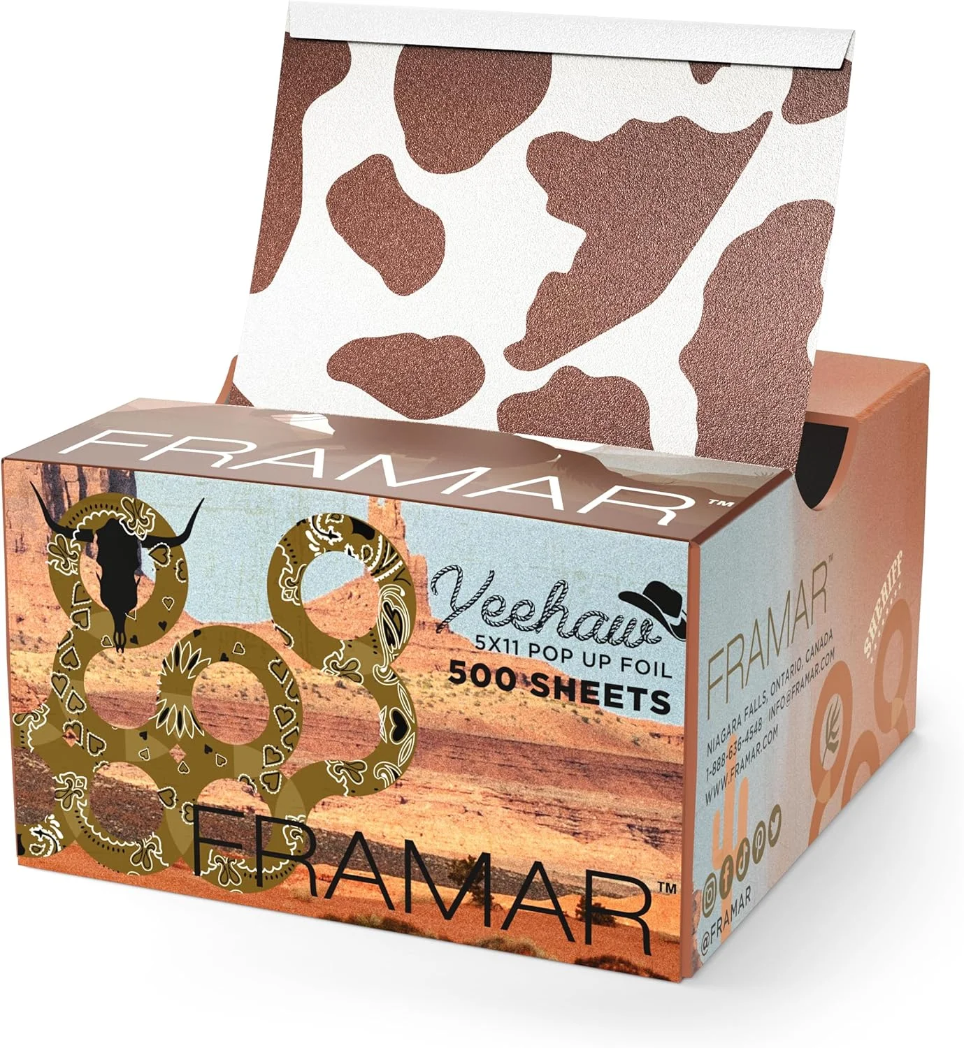 فویل مو FRAMAR برای هایلایت مو، فویل مو برای رنگ کردن، ورق فویل مو 500 عددی، فویل آلومینیومی سالن مو برای هایلایت مو، فویل برای مو، فویل های هایلایت، فویل های سالن، فویل مو Yeehaw