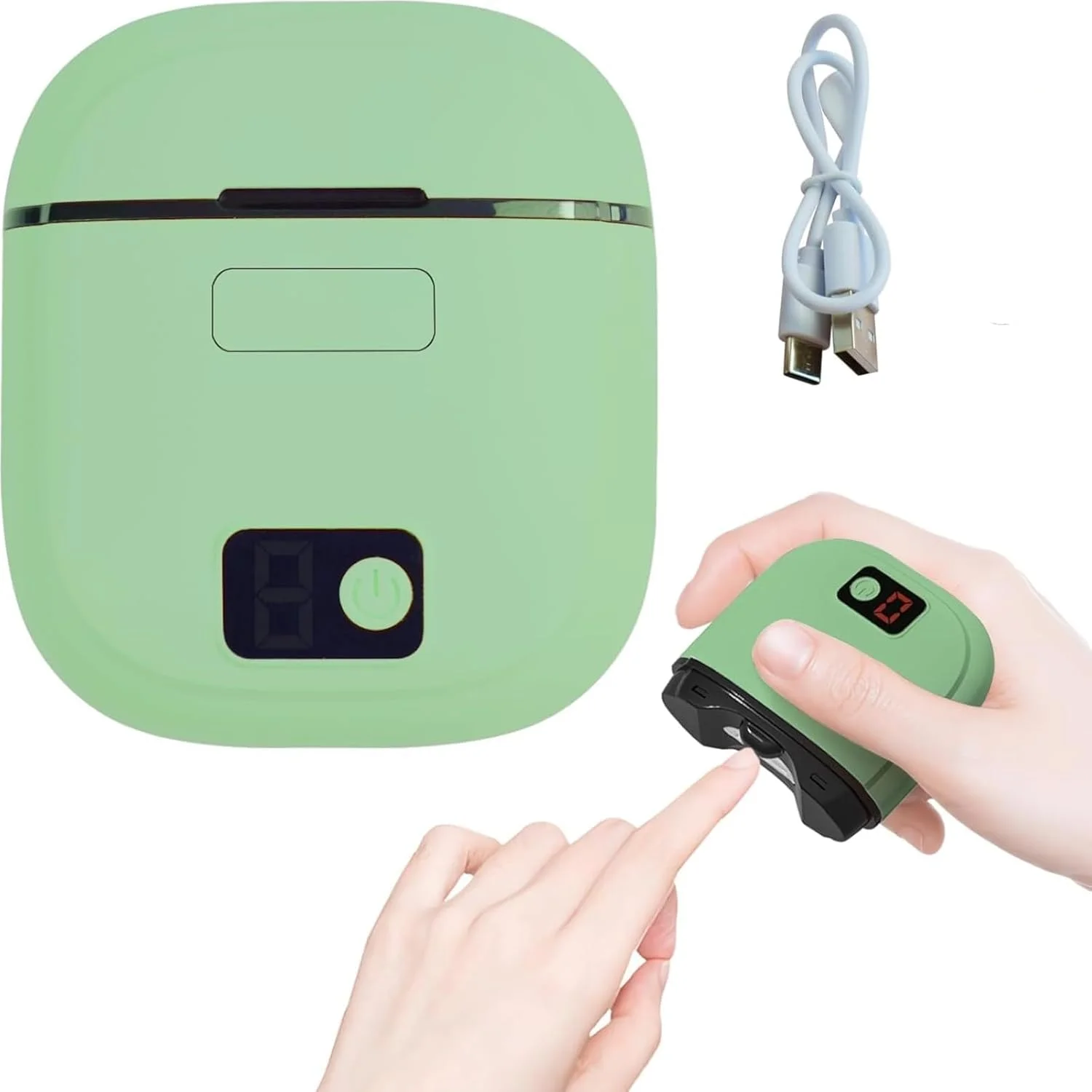ناخن گیر برقی با سوهان ناخن - ناخن گیر اتوماتیک 3 سرعته قابل شارژ USB با چراغ LED، موتور بی صدا و جمع کننده گرد و غبار ناخن، برای بزرگسالان، سالمندان، مردان، زنان، کودکان (سبز)