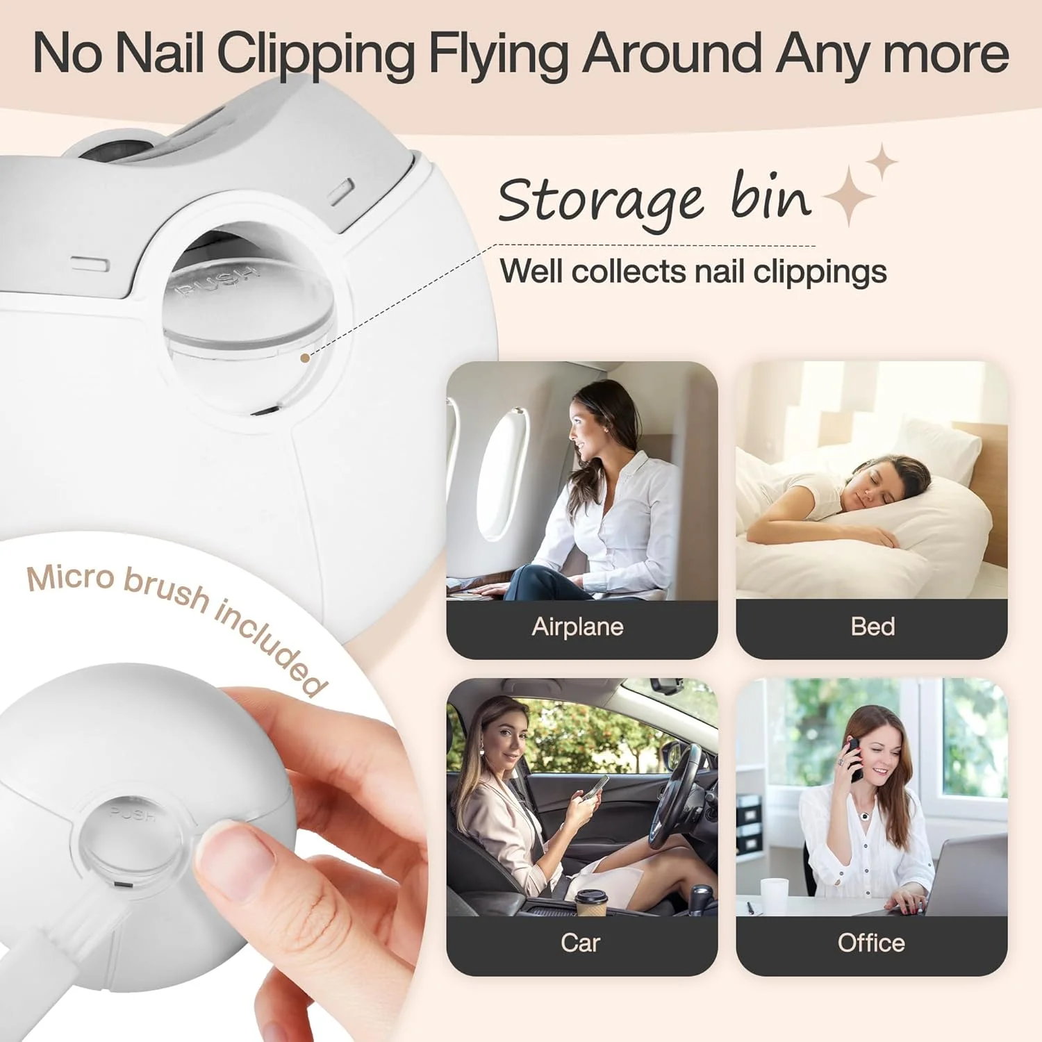 ناخن گیر و سوهان برقی اتوماتیک 2 در 1 با محفظه نگهداری ناخن، پولیشر ناخن بی صدا، قابل شارژ، با نور LED ایمن برای نوزاد، کودک، بزرگسال، سالمند و مراقبان