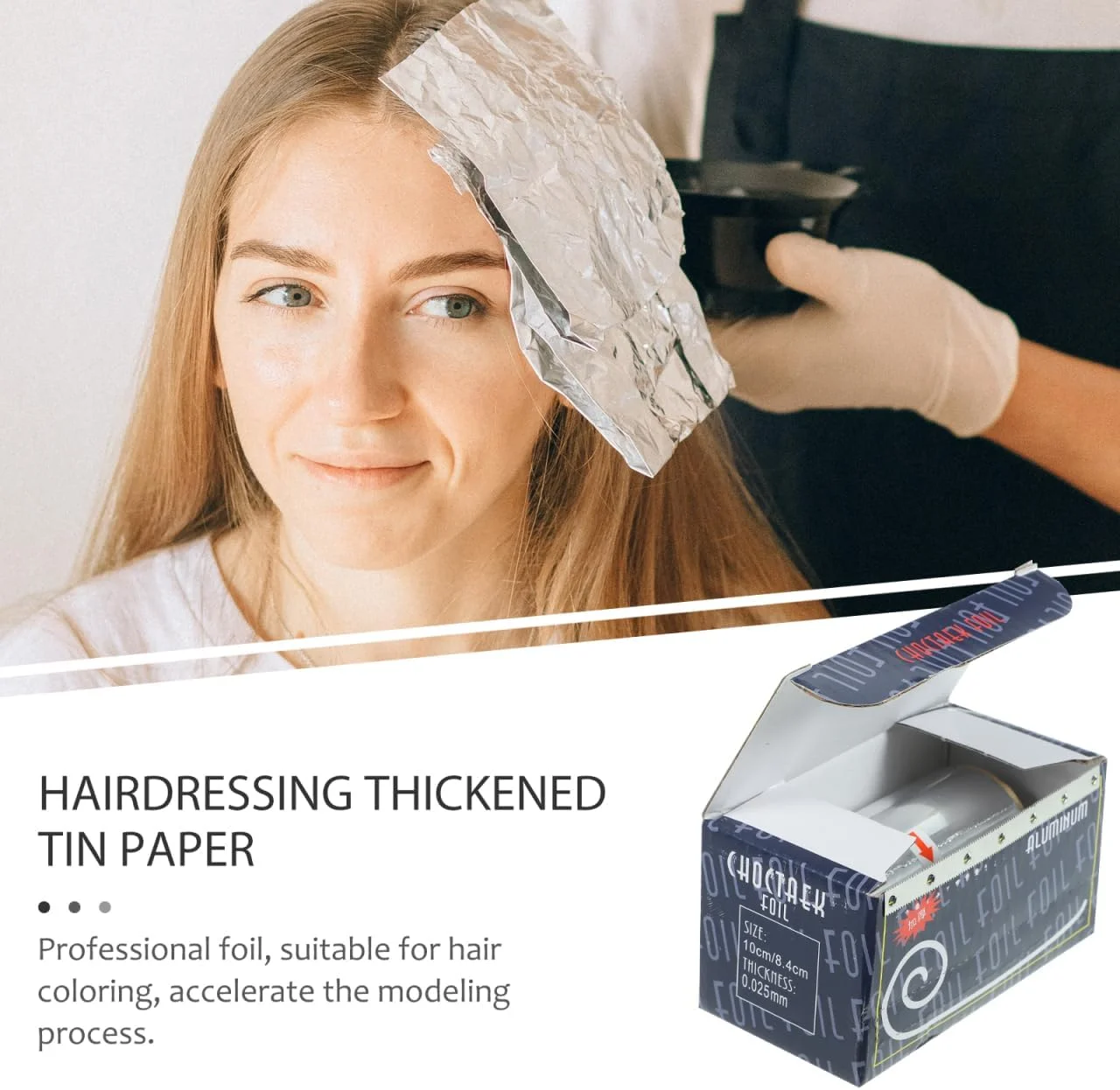 ورق فویل آرایشگری FRCOLOR، یک رول فویل هایلایت، رول فویل صاف، رول فویل آلومینیومی منقوش، ابزار مو برای سالن آرایش