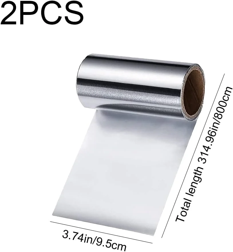 فویل مو xingriziXFL، 2 رول فویل آلومینیومی نقره ای برای هایلایت مو، مناسب برای سالن های آرایشی و مدلینگ موی DIY