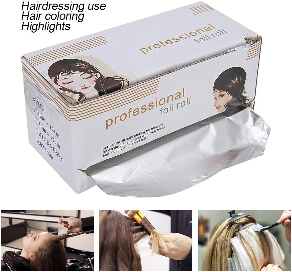 رول فویل مو، فویل آلومینیومی آرایشگری ابزار حالت دهی فویل رنگ موی فر کننده مو، 30 متر