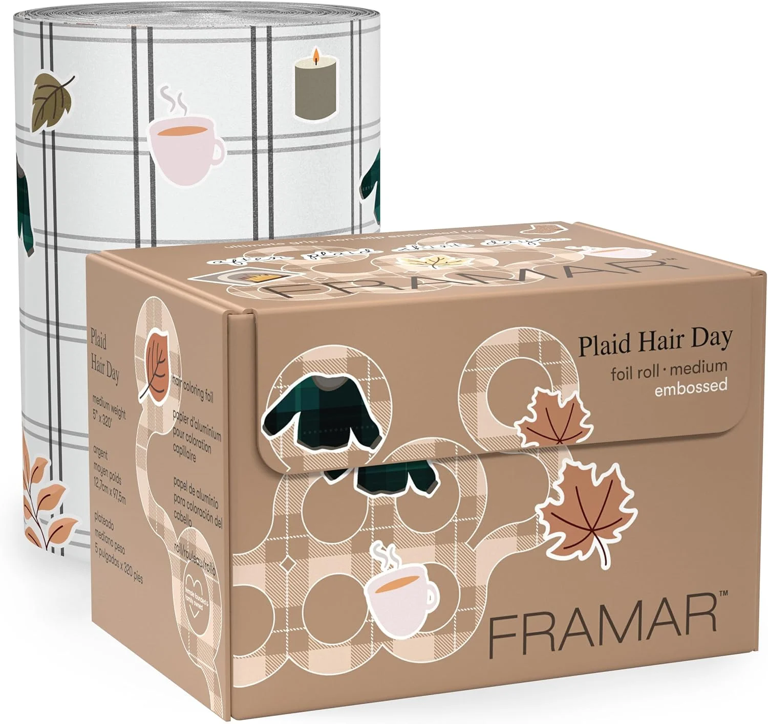 فویل آلومینیومی برجسته فرامر طرح Plaid Hair Day، فویل مو برای هایلایت موهای بلند، فویل های هایلایت مو، فویل های سالنی برای هایلایت مو - 320 فوت