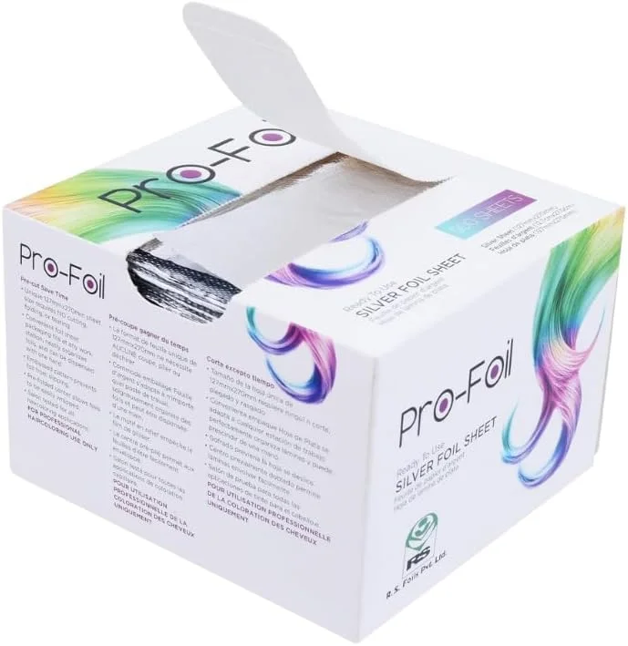 فویل های نقره ای پیش برش خورده و منقش YASHTECH Pro-Foil، با جعبه پخش کننده بازشو، برای رنگ و هایلایت مو - 500 عدد فویل های نقره ای پیش برش خورده و منقش YASHTECH Pro-Foil، با جعبه پخش کننده بازشو، برای رنگ و هایلایت مو - 500 عدد