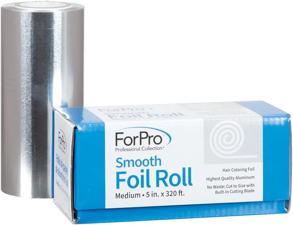 رول فویل آلومینیومی صاف مجموعه حرفه ای ForPro، 320 فوت فویل مو برای رنگ کردن و خدمات هایلایت، نقره ای، متوسط، عرض 5 اینچ