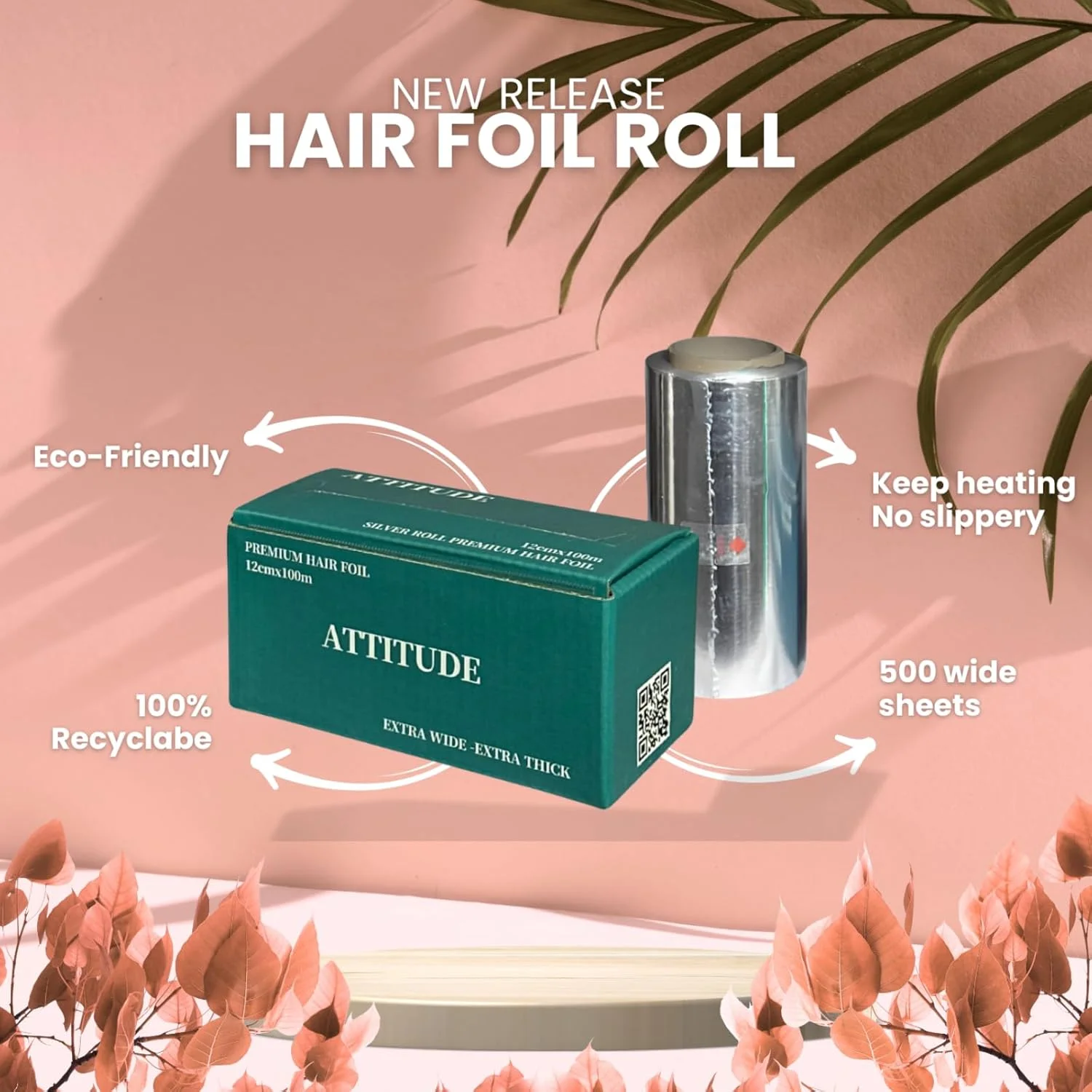 رول فویل موی پریمیوم ATTITUDE، 12 سانتی متر x 100 متر، فوق العاده پهن و ضخیم، فویل رنگ مو - تصویر 2