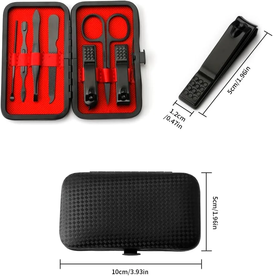ست مانیکور ناخن گیر مردانه، ابزار پدیکور، ست مراقبت شخصی ناخن، ست مانیکور فلزی، ست پیرایش حرفه ای 8 در 1 (مشکی) ست مانیکور ناخن گیر مردانه، ابزار پدیکور، ست مراقبت شخصی ناخن، ست مانیکور فلزی، ست پیرایش حرفه ای 8 در 1 (مشکی)
