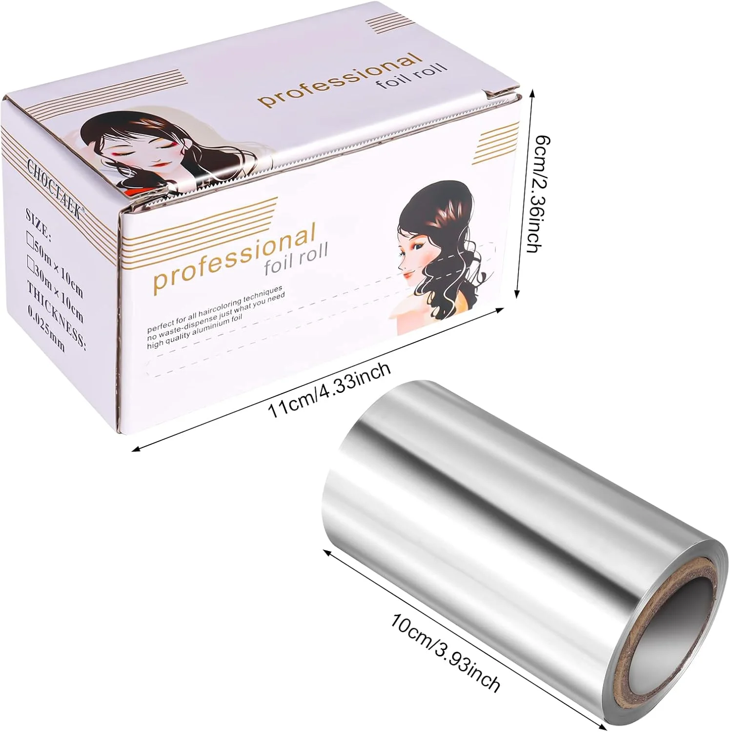 فویامپ یک بسته فویل موی نقره ای 15 متری، فویل آلومینیومی موی نقره ای برای هایلایت و رنگ کردن مو، رول فویل مو با عرض 10 سانتی متر، ابزار مدلینگ آرایشگاه (10 سانتی متر)