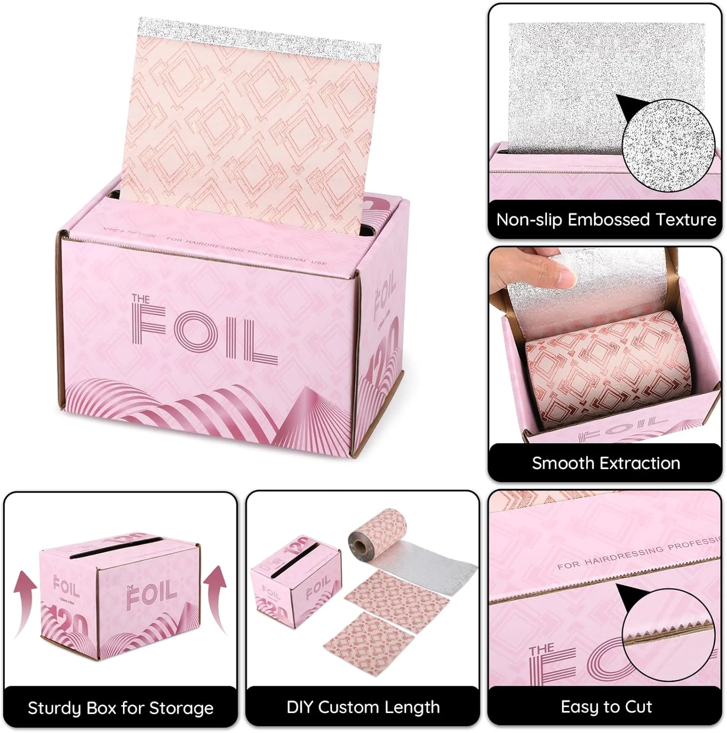 رول فویل آلومینیومی منقش Segbeauty، 50 متر فویل مو برای هایلایت، فویل آلومینیومی صورتی، ابزار رنگ مو برای رنگ کردن و هایلایت مو