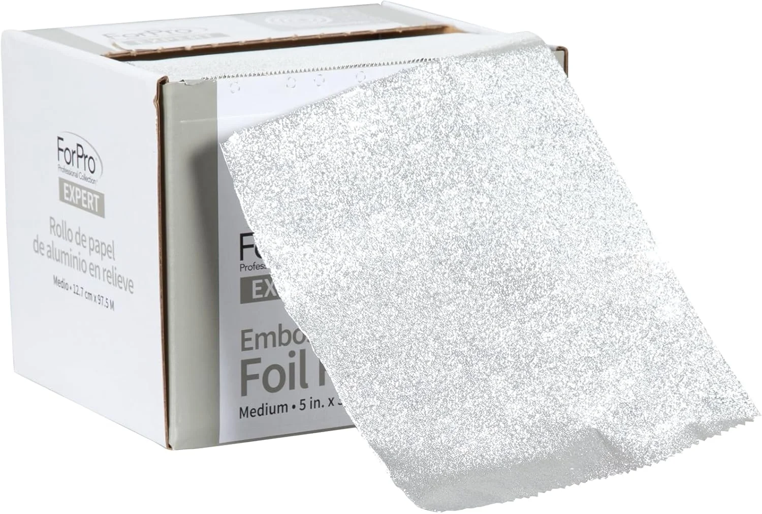 رول فویل آلومینیومی برجسته حرفه ای فورپرو، 320 فوت فویل مو برای رنگ کردن و هایلایت، نقره ای، متوسط، 5W