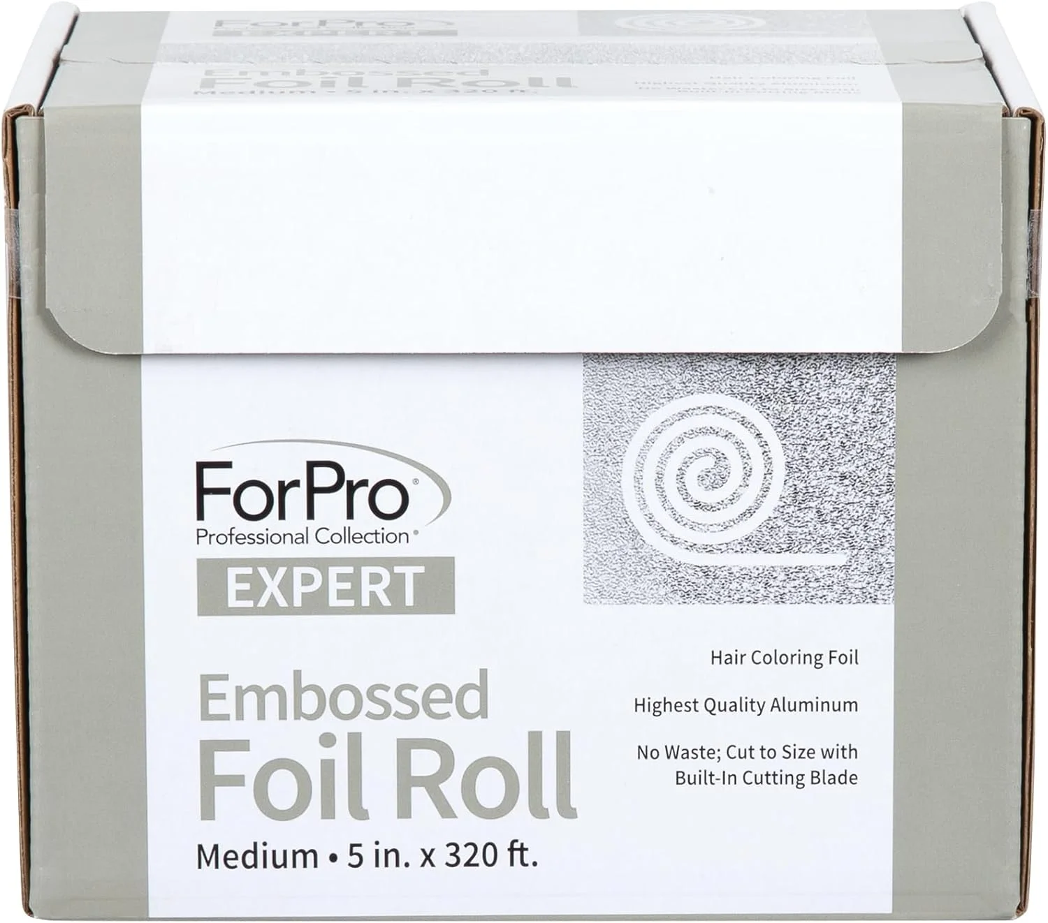 رول فویل آلومینیومی برجسته حرفه ای فورپرو، 320 فوت فویل مو برای رنگ کردن و هایلایت، نقره ای، متوسط، 5W