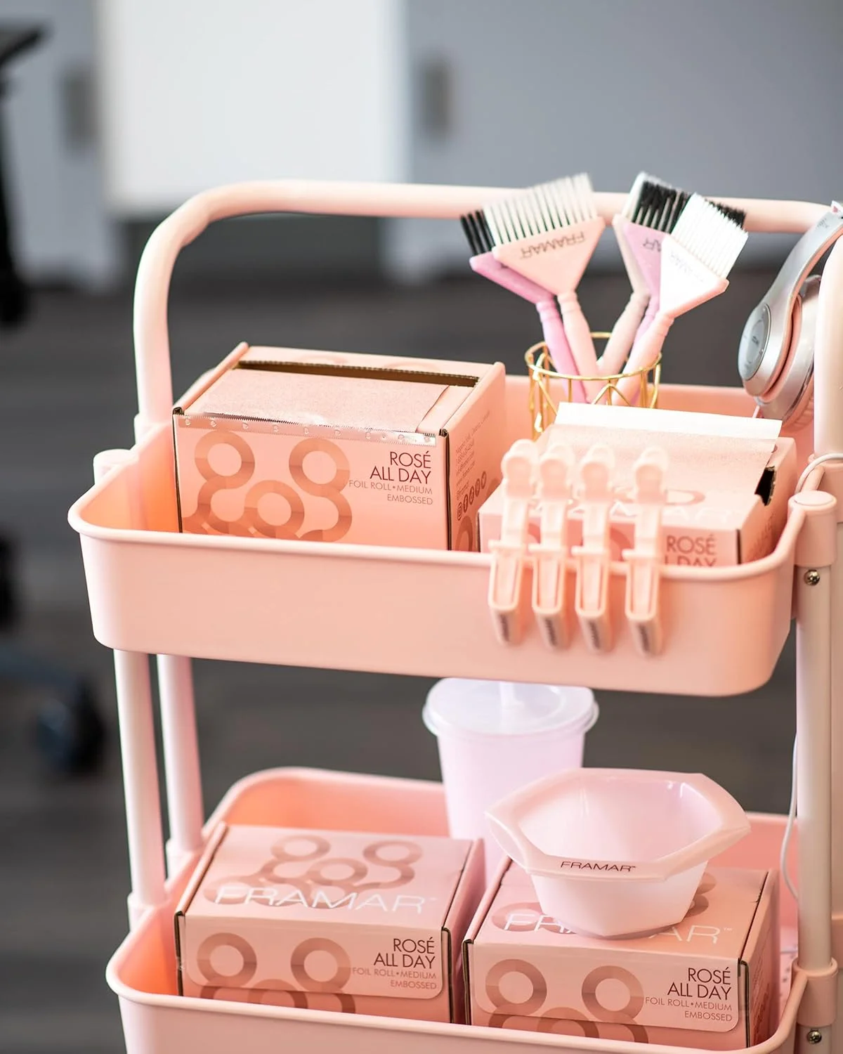 فویل آلومینیومی رولی منقوش Framar Rosé All Day، فویل های مو برای هایلایت - متوسط ​​97.5 متر