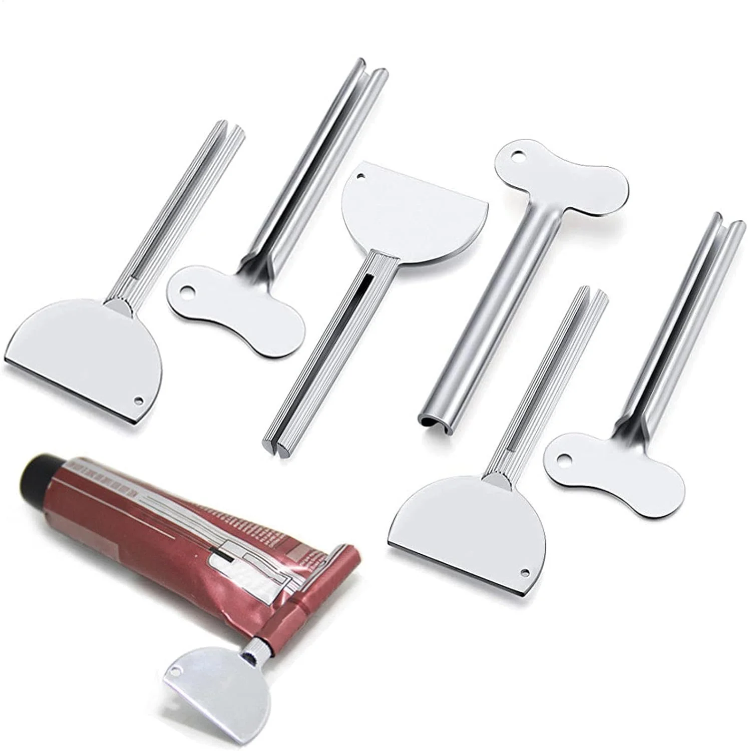 کلید خمیر دندان، مجموعه 6 عددی فشار دهنده خمیر دندان - کلید پخش کننده خمیر دندان، ابزار غلتکی رنگ مو