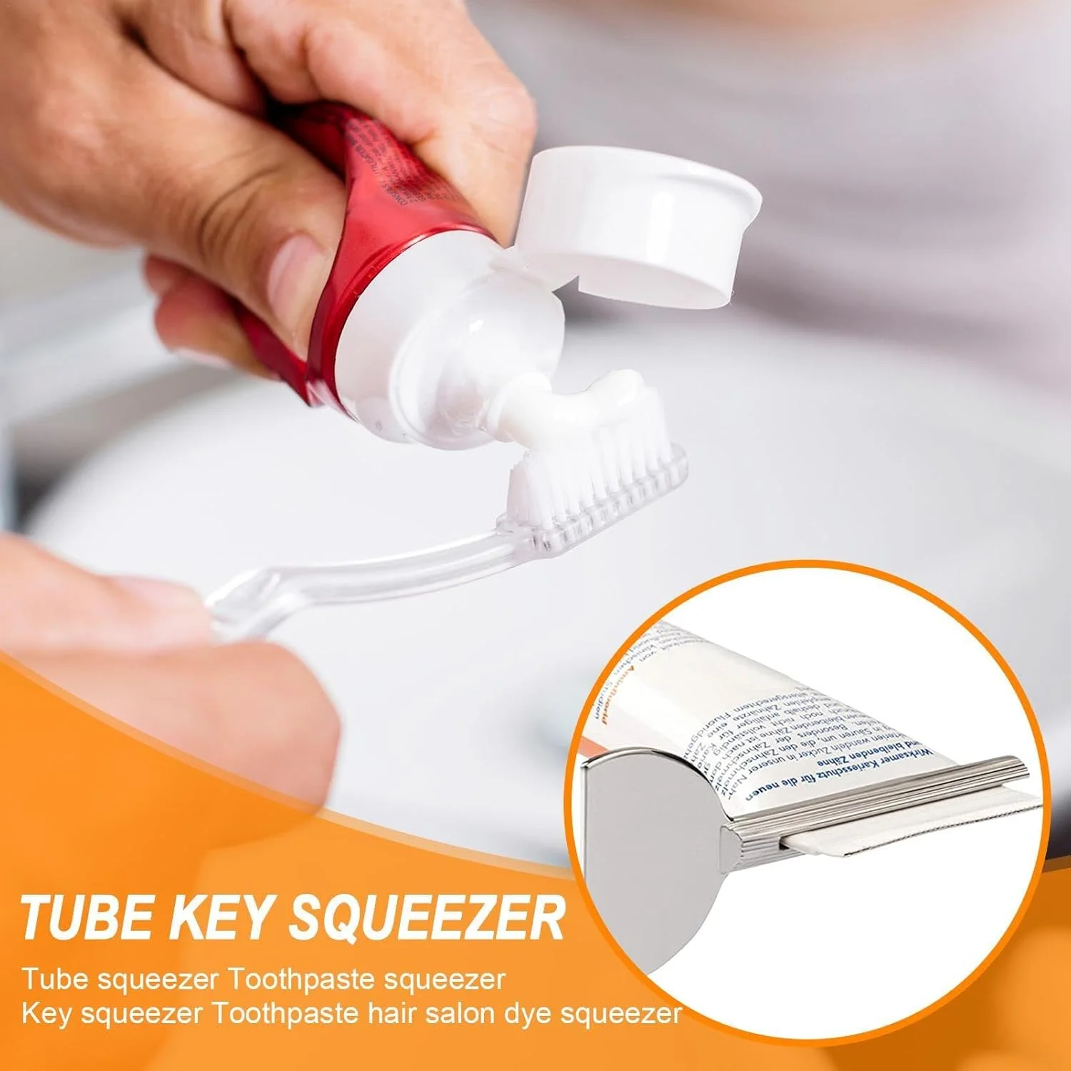 غلطک فشار دهنده خمیر دندان kinrguiyuez، مجموعه 6 عددی پخش کننده خمیر دندان - کلید پخش کننده خمیر دندان، ابزار غلتکی رنگ مو و رنگ آمیزی