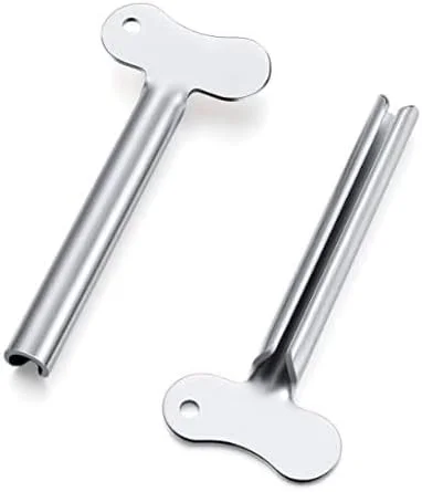 2 عدد کلید فشاری لوله ای فلزی نقره ای، کلید فشاری لوله ای خمیر دندان، ابزار پخش کننده غلتکی رنگ مو فلزی، پردازش بادوام، ابزار کمک فشردن لوله برای زندگی روزمره