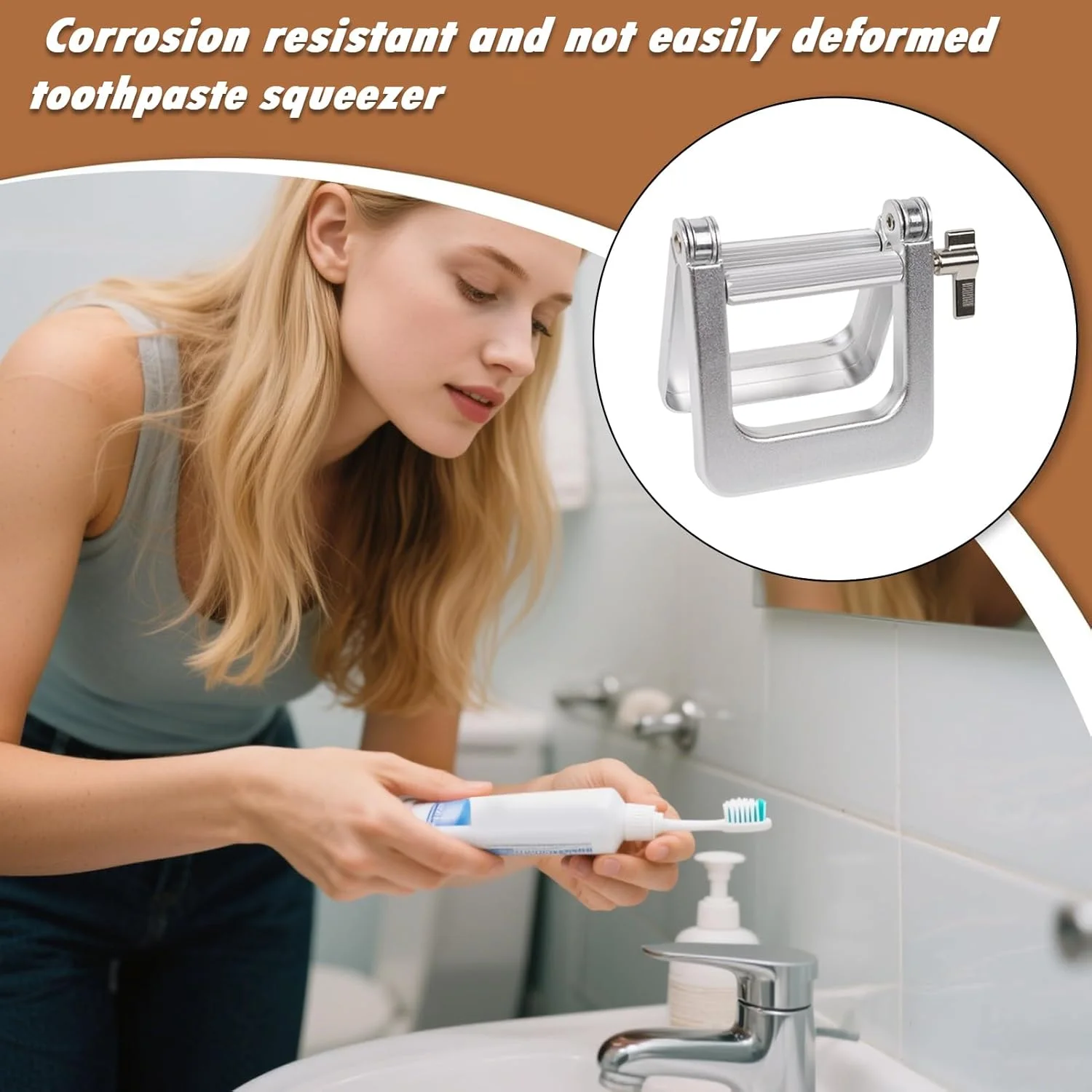 فشار دهنده فلزی خمیر دندان، گیره فشار دهنده تیوب خمیر دندان، نگهدارنده فشاری خمیر برای روشویی، استودیو، سالن، لوسیون، مسافرت، بزرگسالان، سالمندان، رنگ مو