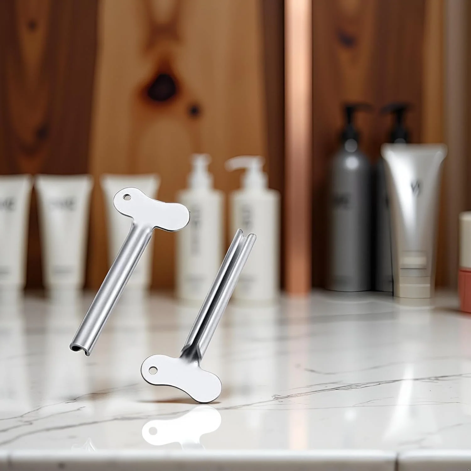 2 عدد کلید فشاری لوله ای فلزی نقره ای، کلید فشاری لوله ای خمیر دندان، ابزار پخش کننده غلتکی رنگ مو فلزی، پردازش بادوام، ابزار کمک فشردن لوله برای زندگی روزمره