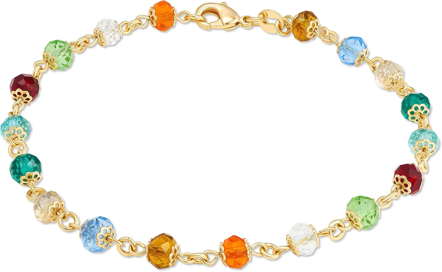 خلخال بارزل با روکش طلای 18 عیار، مهره های کریستالی رنگین کمانی (ساخت برزیل)