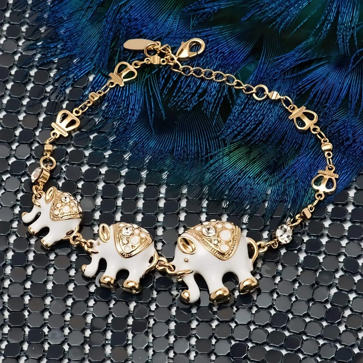 دستبند سه فیل بارزل با روکش طلای 18 عیار