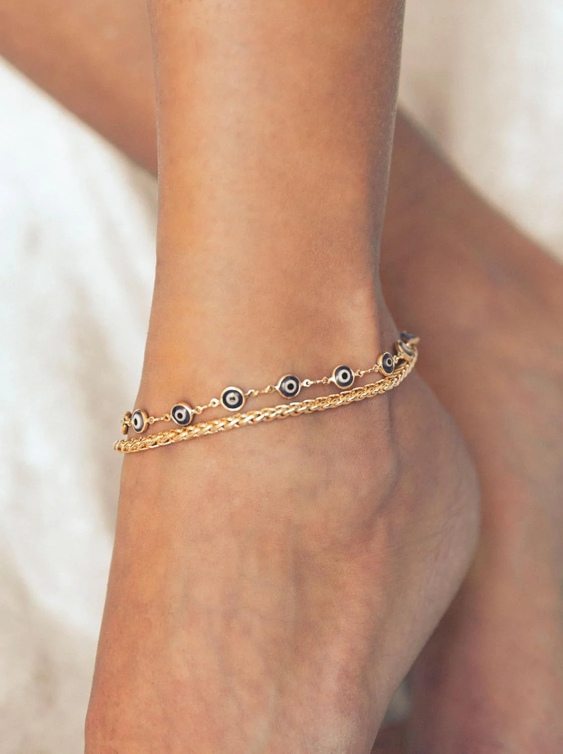 خلخال زنانه بارزل با روکش طلای 18 عیار طرح گندمی، 10 اینچ (ساخت برزیل)